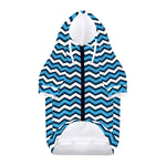 Blue And White Zigzag Pattern Print Dog Zip Up Hoodie