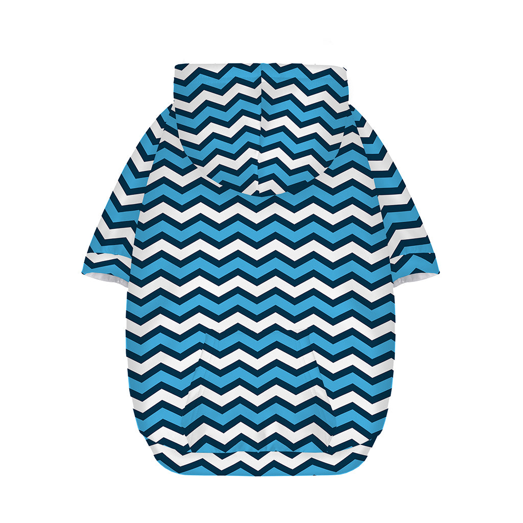 Blue And White Zigzag Pattern Print Dog Zip Up Hoodie