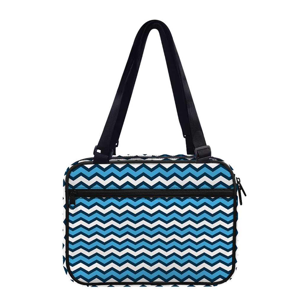Blue And White Zigzag Pattern Print Double Strap Bible Bag