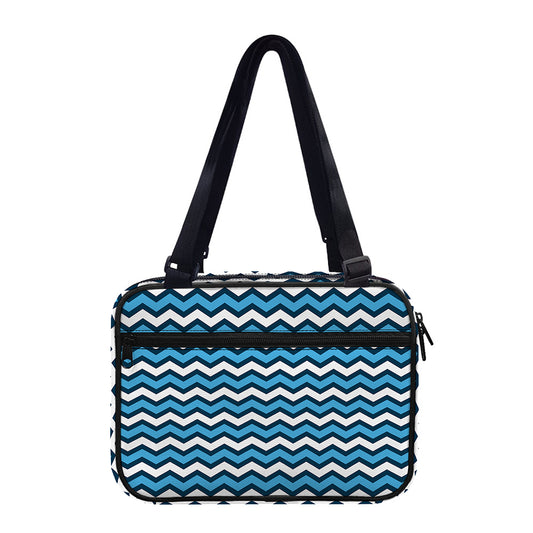 Blue And White Zigzag Pattern Print Double Strap Bible Bag