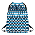 Blue And White Zigzag Pattern Print Drawstring Backpack