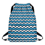 Blue And White Zigzag Pattern Print Drawstring Backpack