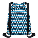 Blue And White Zigzag Pattern Print Drawstring Backpack
