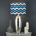 Blue And White Zigzag Pattern Print Drum Lamp Shade