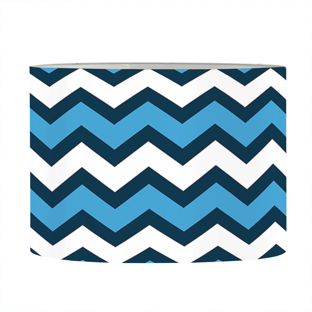 Blue And White Zigzag Pattern Print Drum Lamp Shade