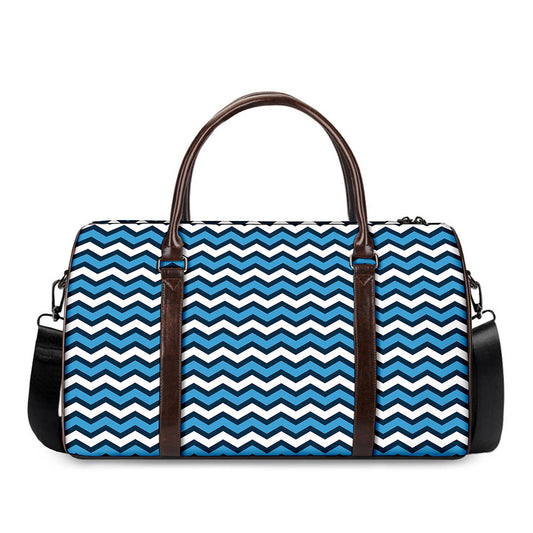 Blue And White Zigzag Pattern Print Duffle Bag