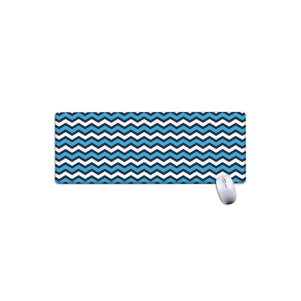 Blue And White Zigzag Pattern Print Extended Mouse Pad