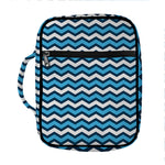 Blue And White Zigzag Pattern Print Front Pocket Bible Bag