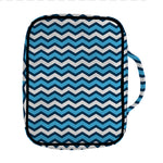Blue And White Zigzag Pattern Print Front Pocket Bible Bag