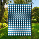 Blue And White Zigzag Pattern Print Garden Flag