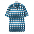 Blue And White Zigzag Pattern Print Hawaiian Shirt