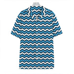 Blue And White Zigzag Pattern Print Hawaiian Shirt