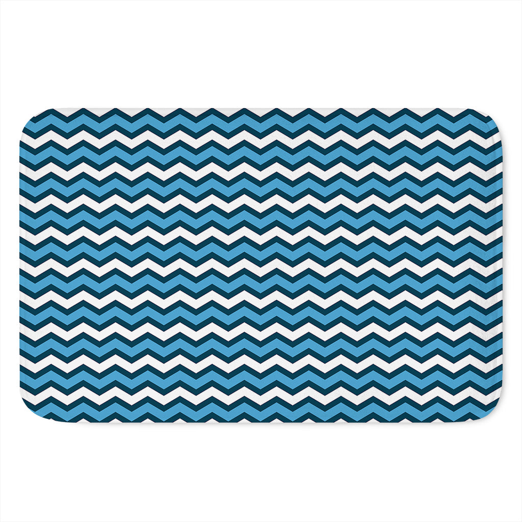 Blue And White Zigzag Pattern Print Indoor Door Mat