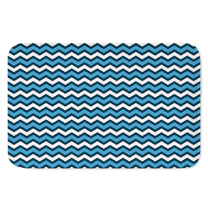 Blue And White Zigzag Pattern Print Indoor Door Mat