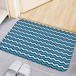 Blue And White Zigzag Pattern Print Indoor Door Mat