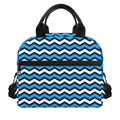 Blue And White Zigzag Pattern Print Insulated Lunch Bag