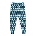 Blue And White Zigzag Pattern Print Jogger Pants