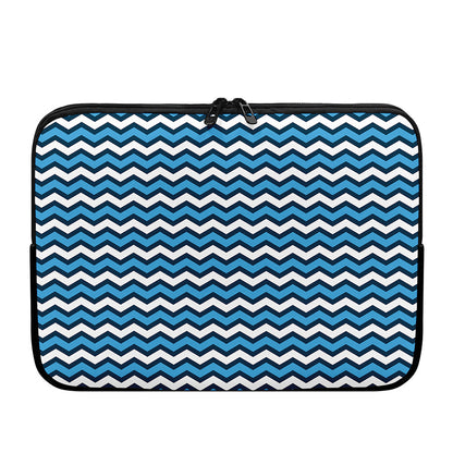 Blue And White Zigzag Pattern Print Laptop Sleeve