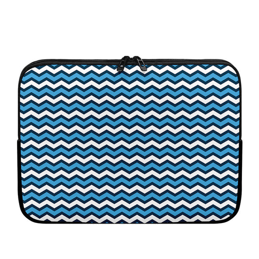 Blue And White Zigzag Pattern Print Laptop Sleeve