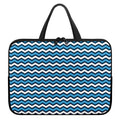 Blue And White Zigzag Pattern Print Laptop Sleeve With Handle