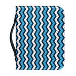 Blue And White Zigzag Pattern Print Leather Bible Cover