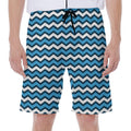 Blue And White Zigzag Pattern Print Men's Beach Shorts
