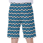 Blue And White Zigzag Pattern Print Men's Beach Shorts