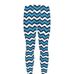 Blue And White Zigzag Pattern Print Men's leggings