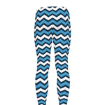 Blue And White Zigzag Pattern Print Men's leggings