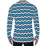 Blue And White Zigzag Pattern Print Men's Long Sleeve T-Shirt
