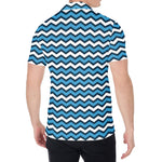 Blue And White Zigzag Pattern Print Men's Shirt