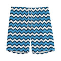 Blue And White Zigzag Pattern Print Men's Athletic Shorts