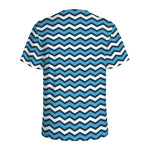 Blue And White Zigzag Pattern Print Men's Sports T-Shirt