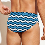Blue And White Zigzag Pattern Print Men's Swim Briefs