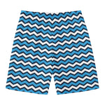 Blue And White Zigzag Pattern Print Men's Swim Trunks