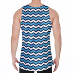 Blue And White Zigzag Pattern Print Men's Velvet Tank Top