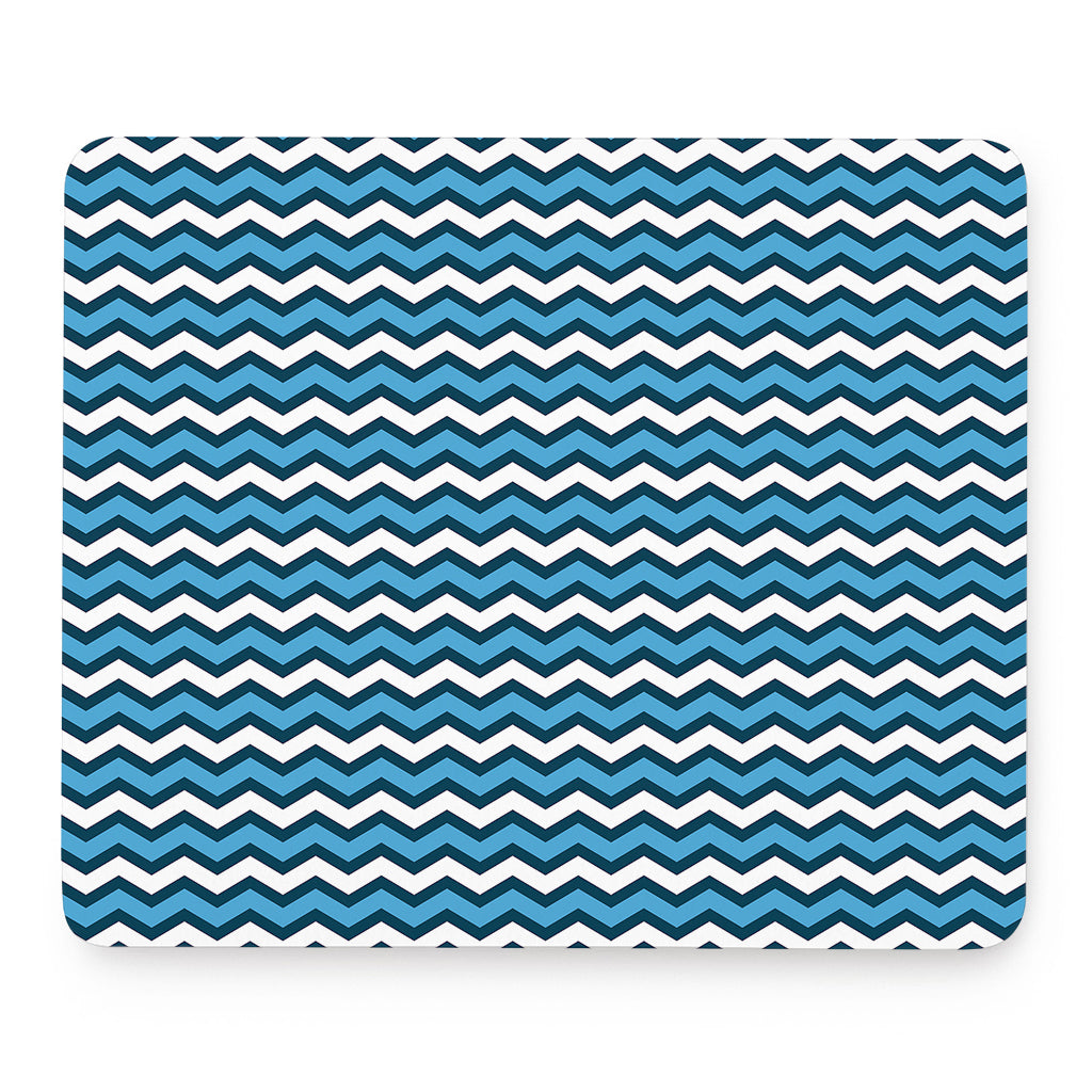 Blue And White Zigzag Pattern Print Mouse Pad