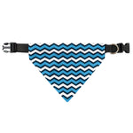 Blue And White Zigzag Pattern Print Over The Collar Dog Bandana