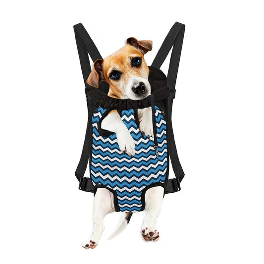 Blue And White Zigzag Pattern Print Pet Carrier Backpack