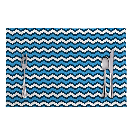 Blue And White Zigzag Pattern Print Placemat