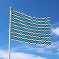 Blue And White Zigzag Pattern Print Polyester Flag