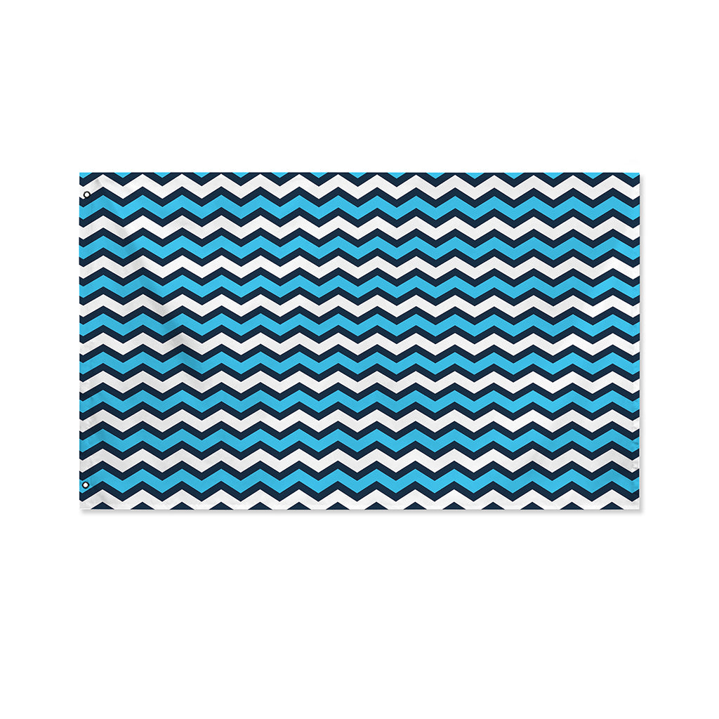 Blue And White Zigzag Pattern Print Polyester Flag