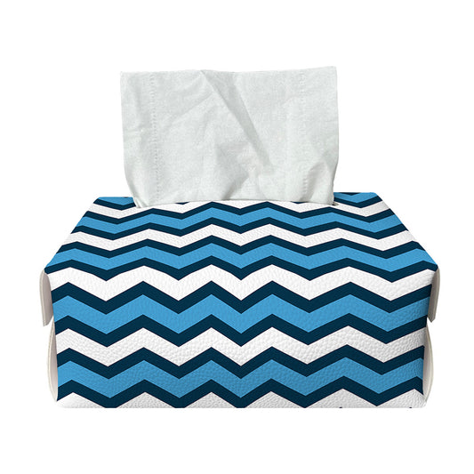 Blue And White Zigzag Pattern Print Rectangle Tissue Box Cover