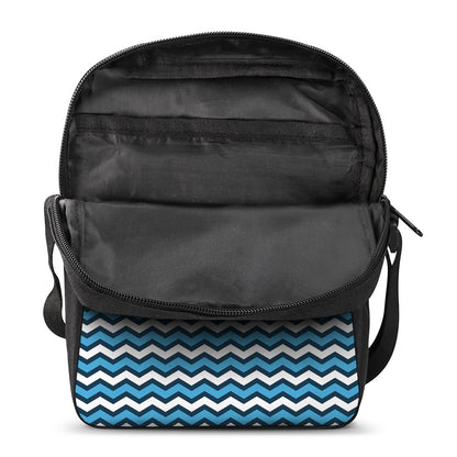 Blue And White Zigzag Pattern Print Rectangular Crossbody Bag