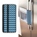 Blue And White Zigzag Pattern Print Refrigerator Handle Covers