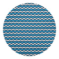 Blue And White Zigzag Pattern Print Round Blanket