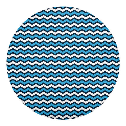 Blue And White Zigzag Pattern Print Round Blanket