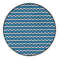 Blue And White Zigzag Pattern Print Round Floor Mat