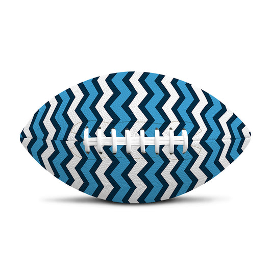 Blue And White Zigzag Pattern Print Rugby Ball
