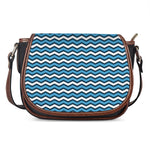 Blue And White Zigzag Pattern Print Saddle Bag